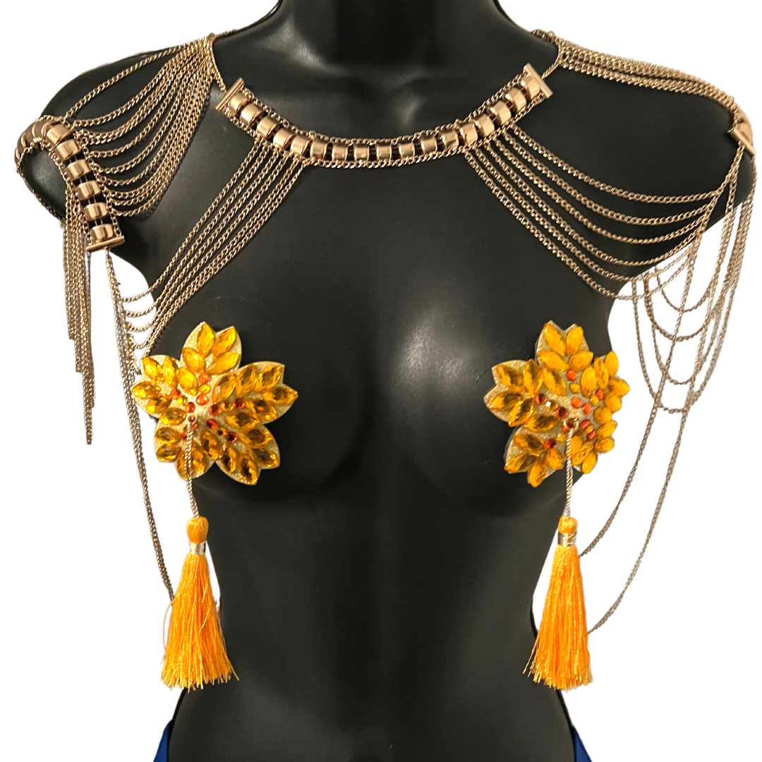 GOLDEN COLLAR Gold Chain Collar / Body Jewelry for Lingerie Rave Burlesque Festivals