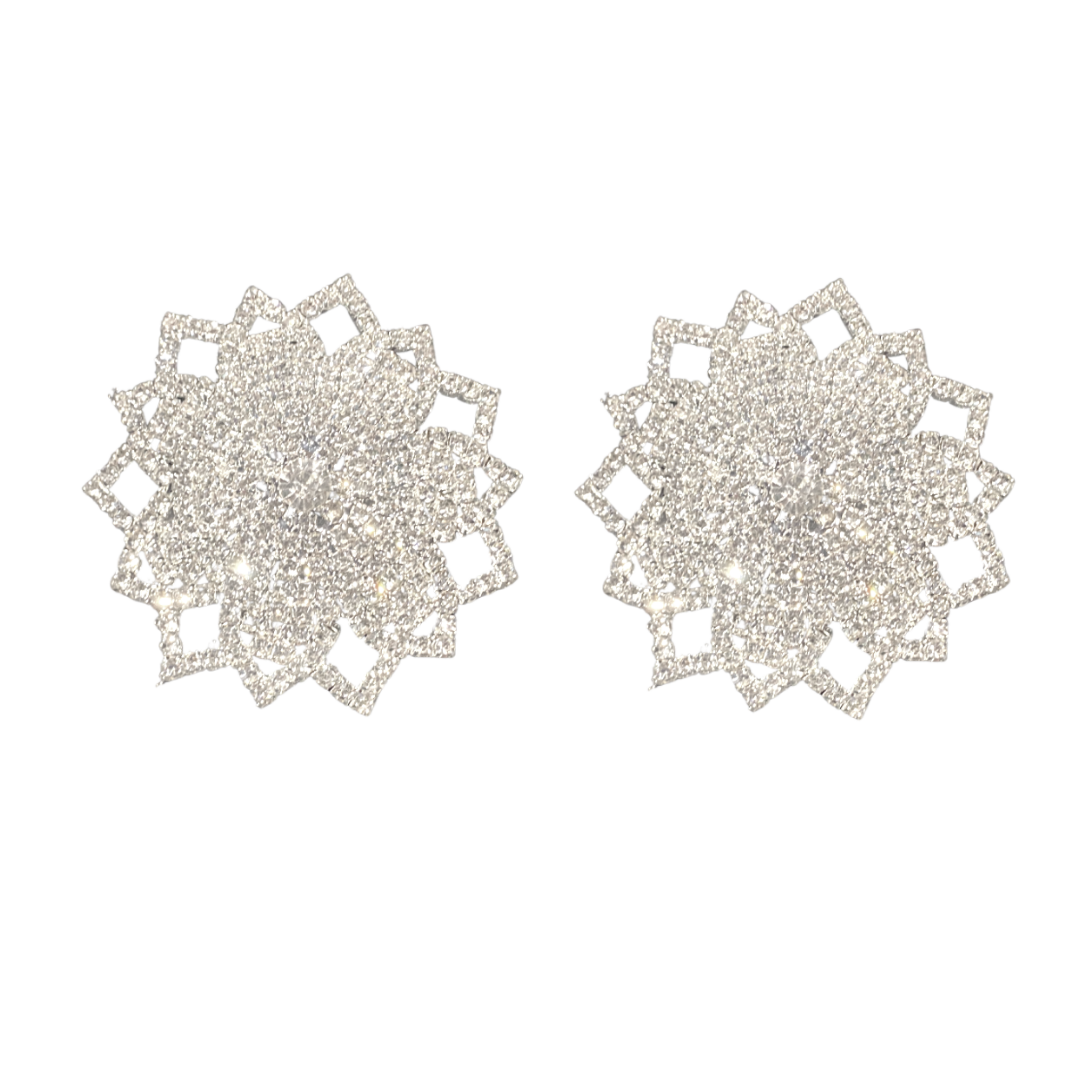 ELSA Rhinestone Snowflake Pasties, Cubiertas para pezones (2 piezas) para Burlesque, Raves, Fesitvals, Lencería
