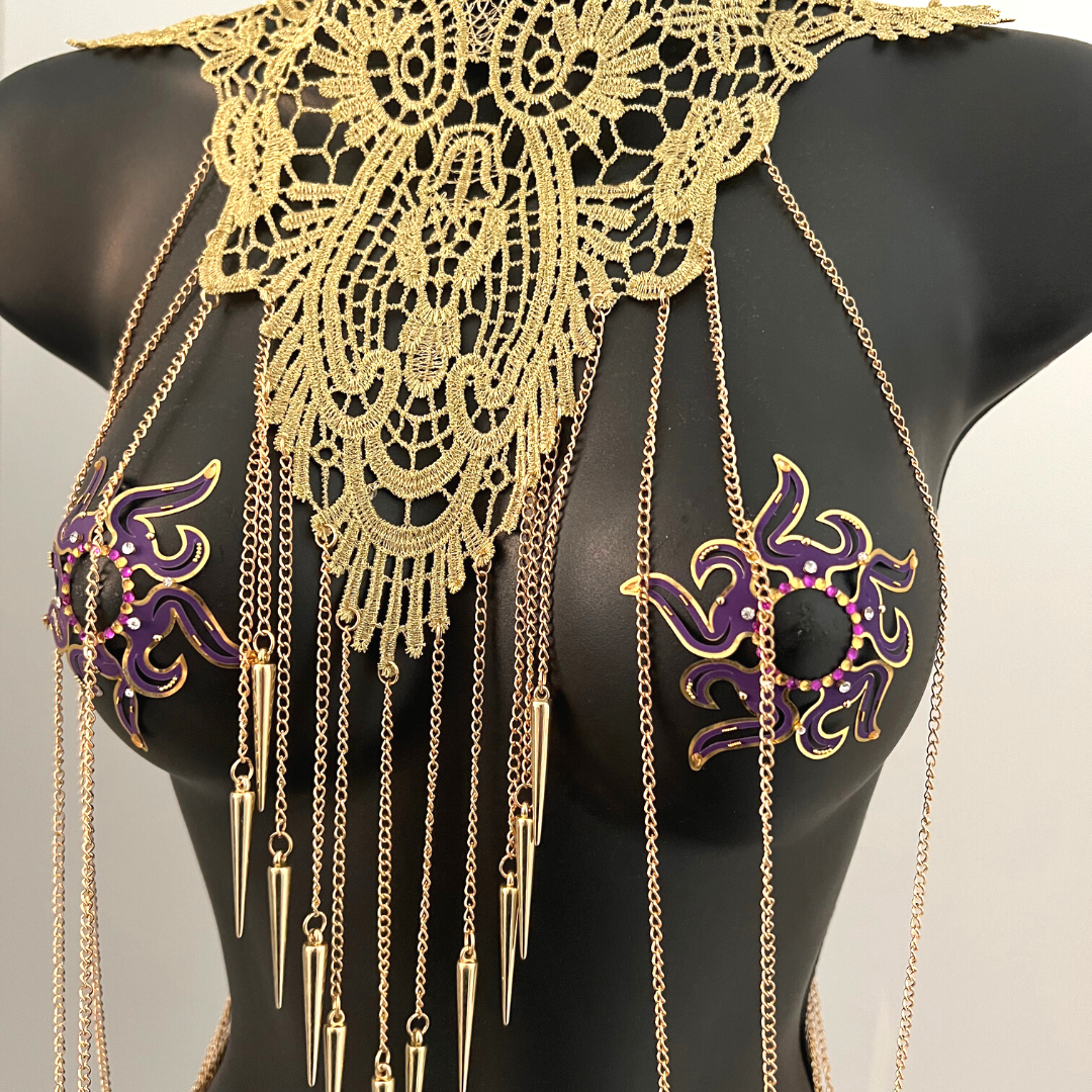 GOLDEN GODDESS Gold Lace & Gold Body Chains / Body Jewelry for