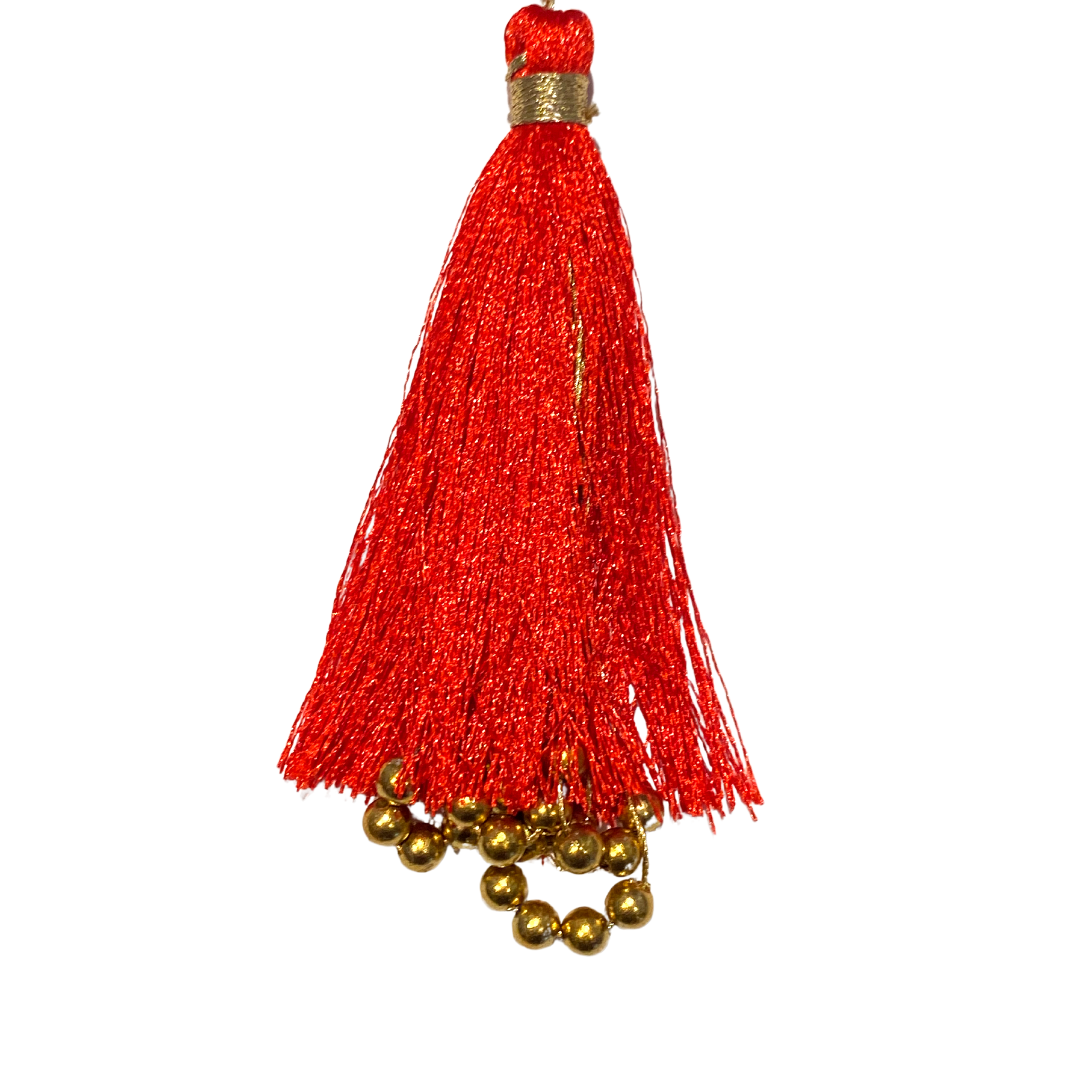 Scarlett Letter Red Glitter & Gem Nipple Pasty, Cover with Hand-beaded Tassel