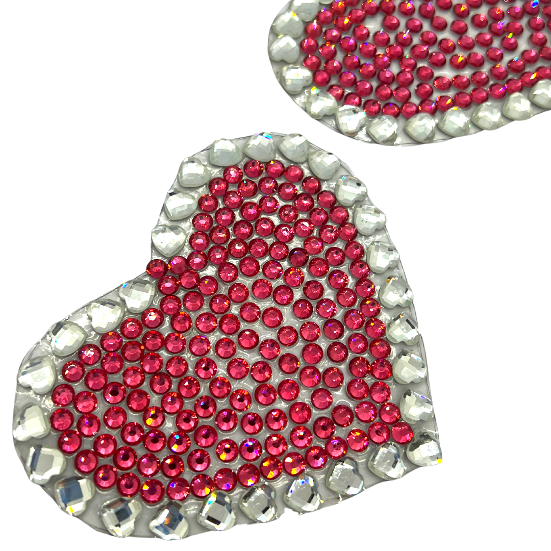 Appelant 'Pink Sugar' Heart Pink Crystal Nipple Pasties, couvertures pour les raves de lingerie burlesque