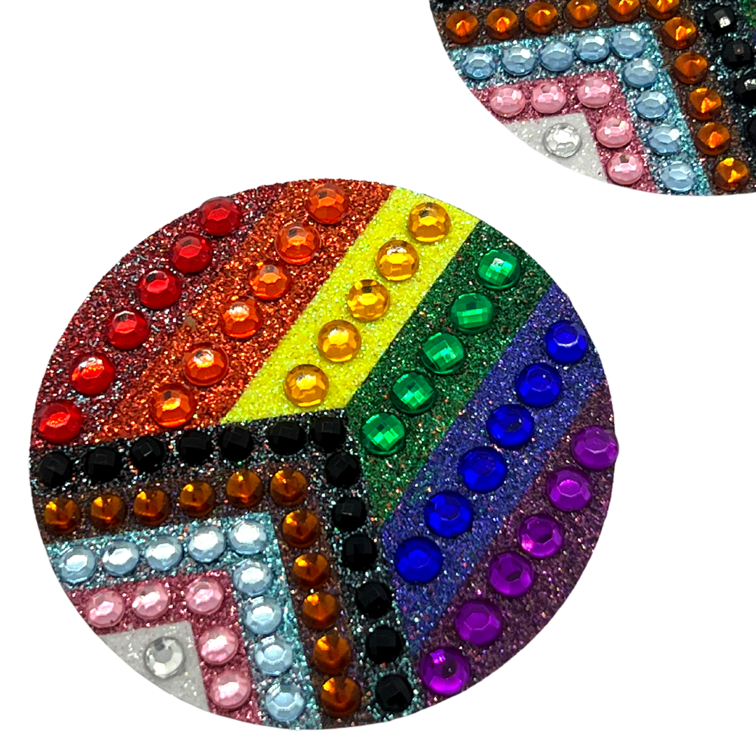 Progress Glitter & Crystal Pride Progress Nipple Pasties, Covers Flirty & Festive Appeeling