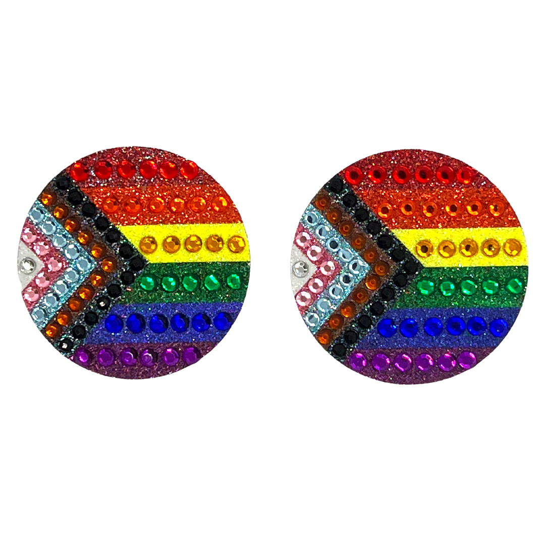 Progress Glitter & Crystal Pride Progress Nipple Pasties, Covers Flirty & Festive Appeeling