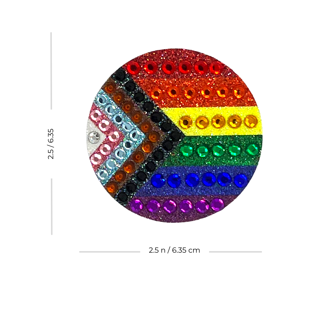 Progress Glitter & Crystal Pride Progress Nipple Pasties, Covers Flirty & Festive Appeeling