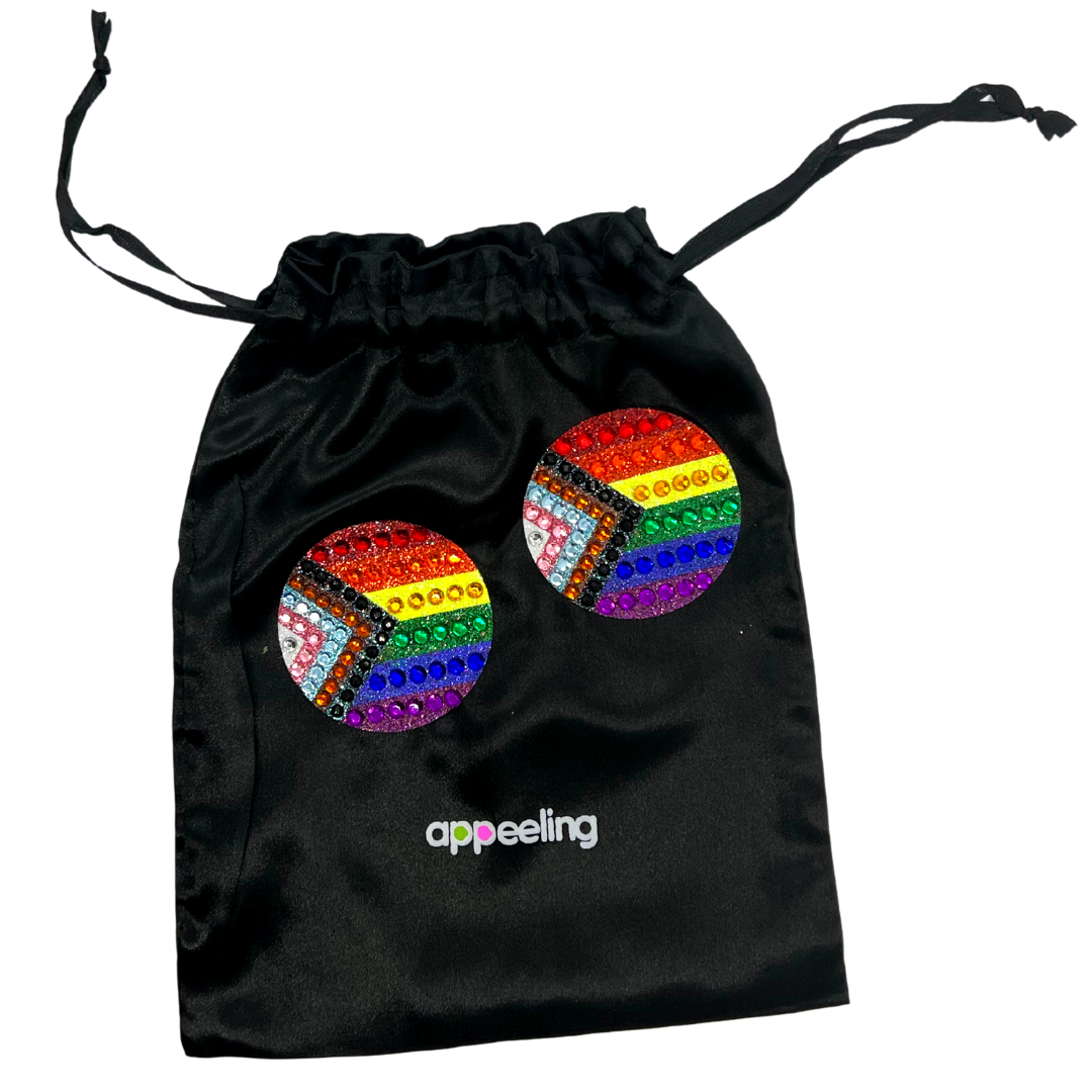 Progress Glitter & Crystal Pride Progress Nipple Pasties, Covers Flirty & Festive Appeeling