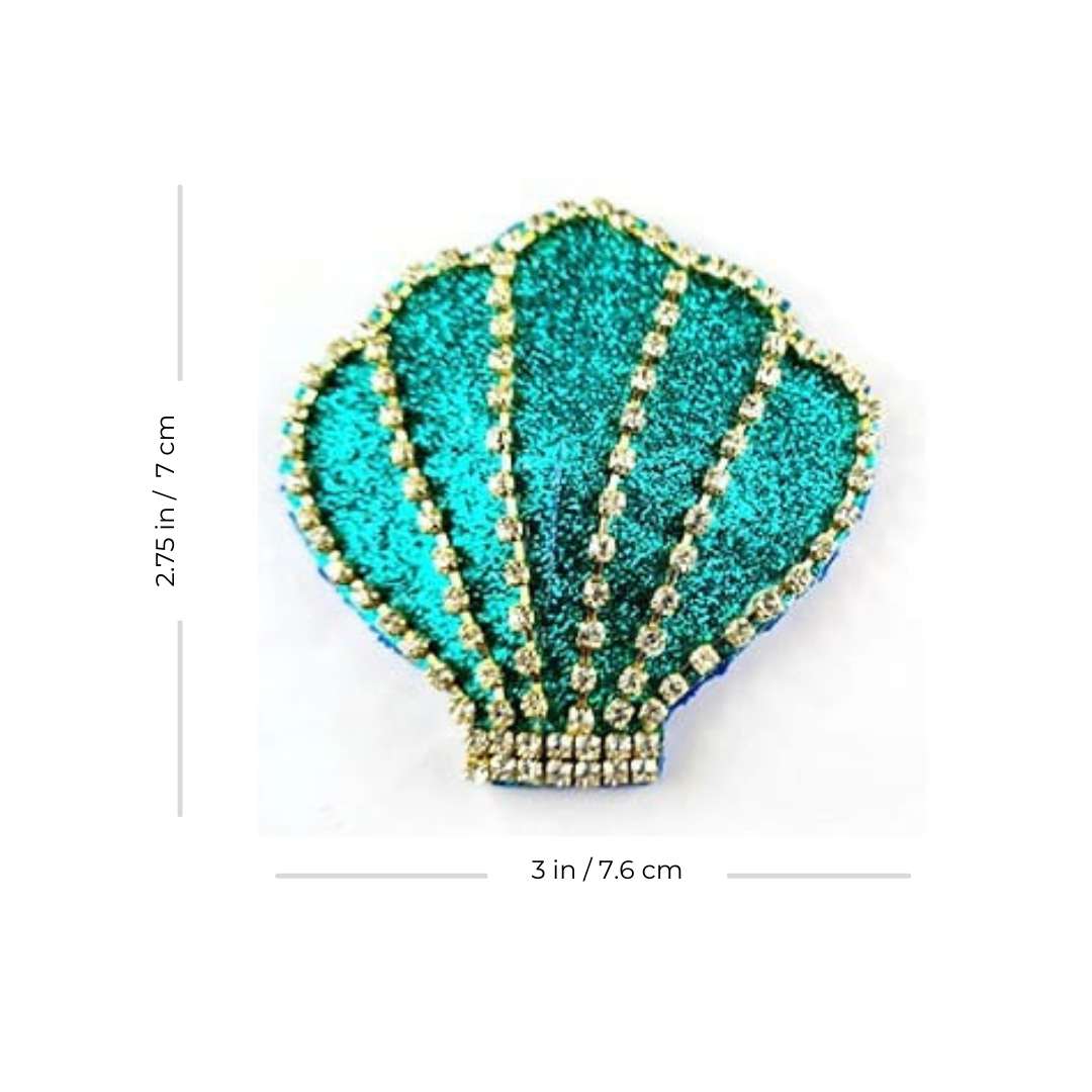 AQUA VITA Aqua Shell Glitter & Rhinestone Pezón Pasties, Cubiertas para Lencería Burlesque Festivales Raves