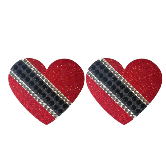 TRINI LOVE Trinidad and Tobago Glitter Heart Pasties, Covers for Burlesque, Rave Carnival and Festivals – SALE