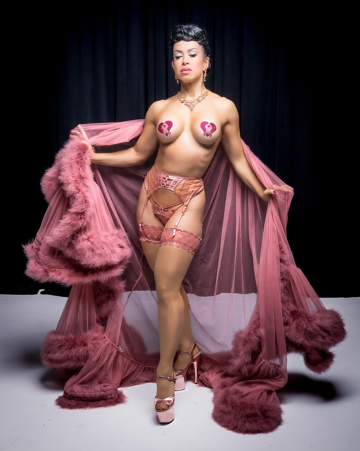 WARRIOR QUEEN Pink Breast Cancer Awareness Hearts Nipple Pasty, Pasties (2pcs)