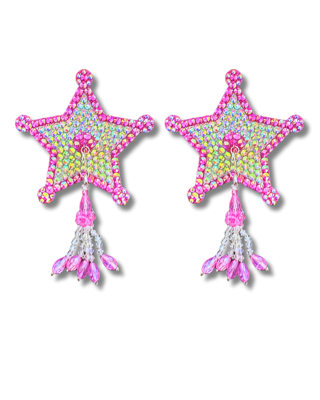 DITA VON TEESE Deputeese Pink Cowgirl Star Pasties with Removable Hand-Beaded Tassels (2pcs)