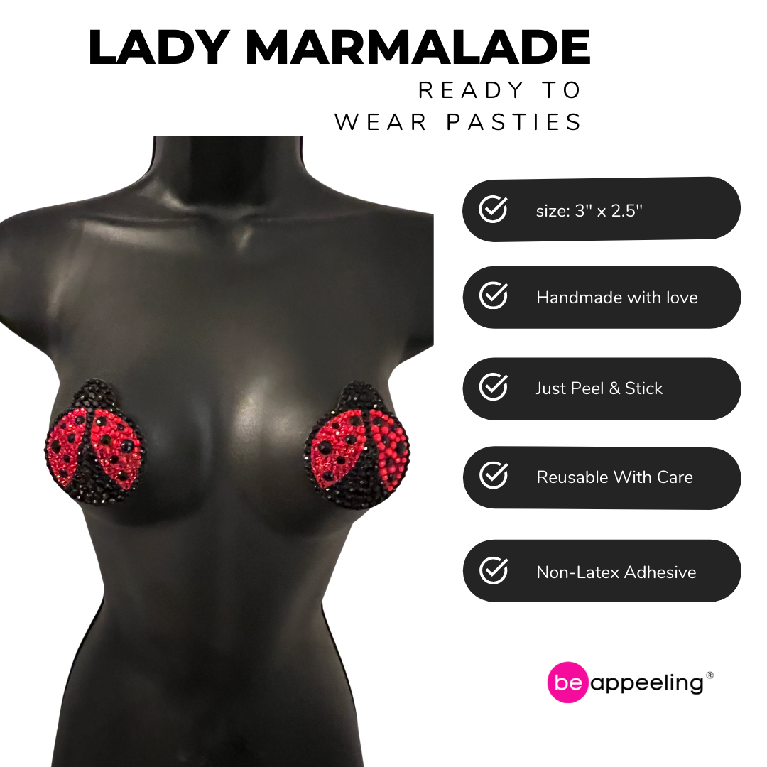 LADY MARMALADE Ladybug Reusable Gem Nipple Pasties, Pasty (2pcs)