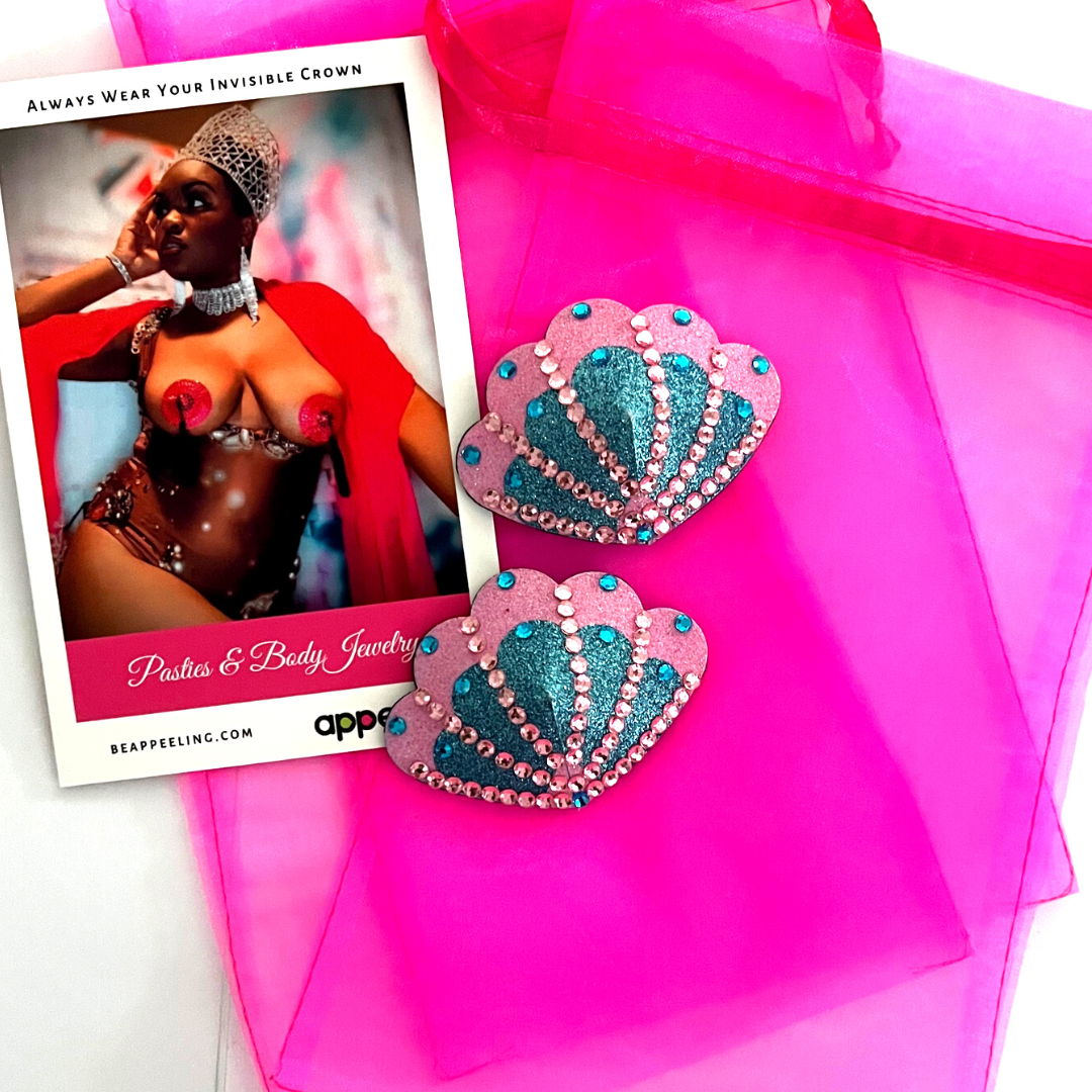 MALIBU MERMAID Shell Rose et Bleu Sirène Nipple Pasties Covers (2pcs) pour Burlesque, Rave Lingerie et Festivals