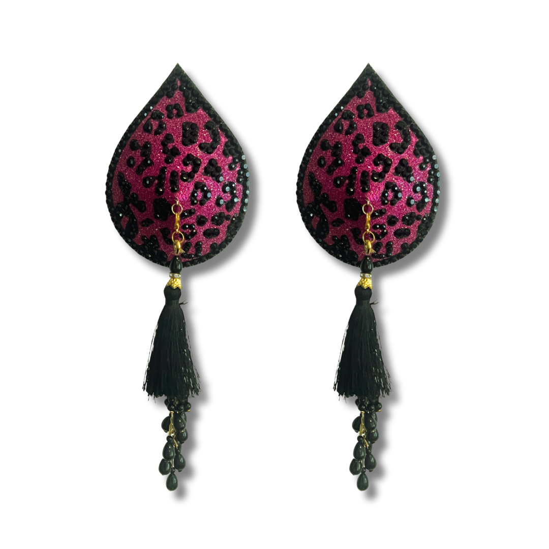 GLAMOFLOUGE Dirty Martini x Appeeling PINK LEOPARD PRINT Pasties with removable tassels (2pcs)