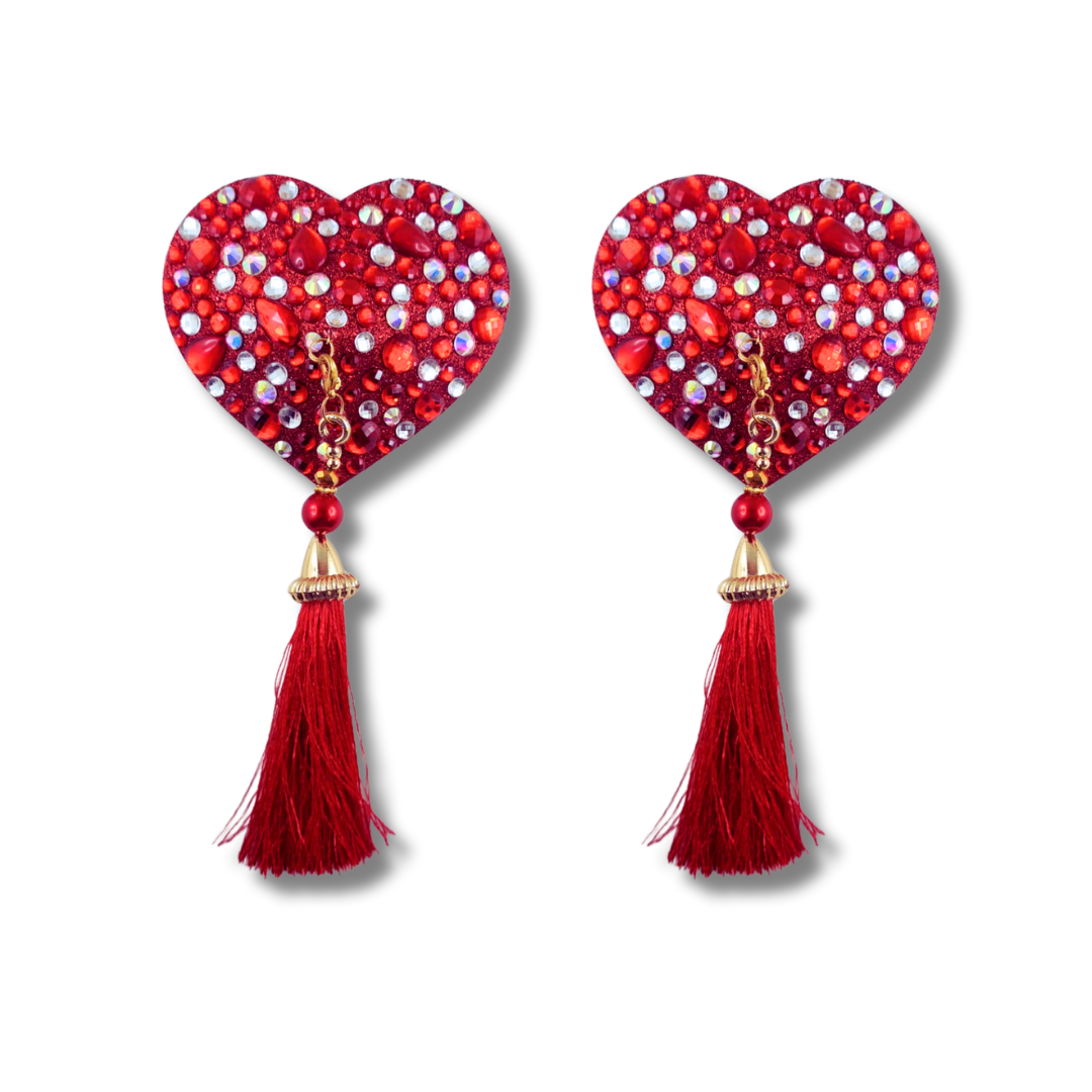 QUEEN OF HEARTS Dirty Martini x Appeeling Gem HEART Pasties with removable tassels (2pcs)