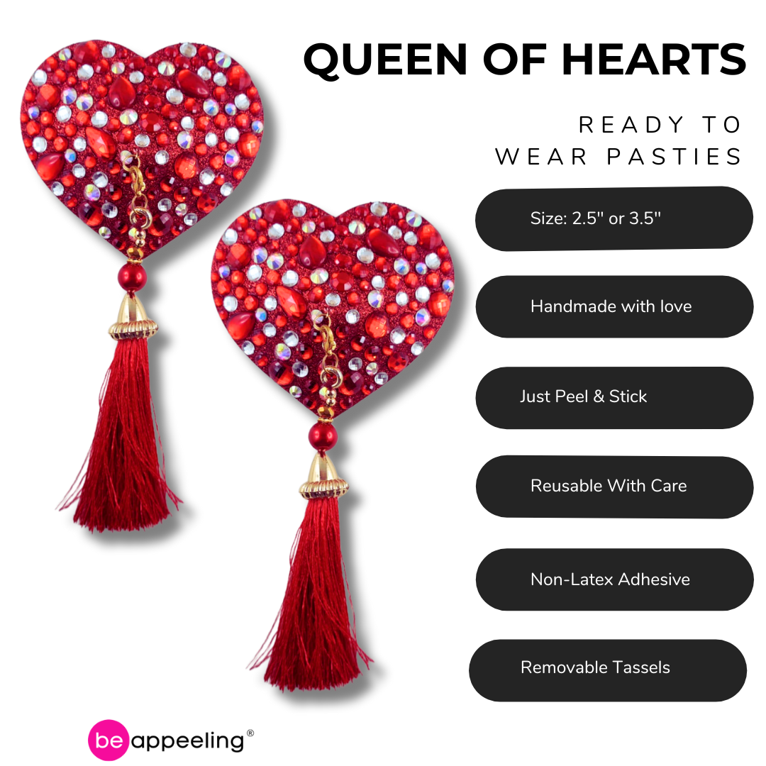 QUEEN OF HEARTS Dirty Martini x Appeeling Gem HEART Pasties with removable tassels (2pcs)