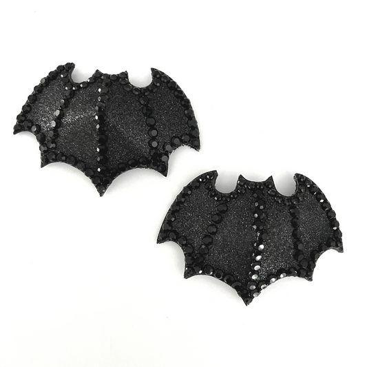 BATTITUDE Cache-tétons de chauve-souris noirs formés (2 pièces) pour les festivals de lingerie burlesque et Halloween
