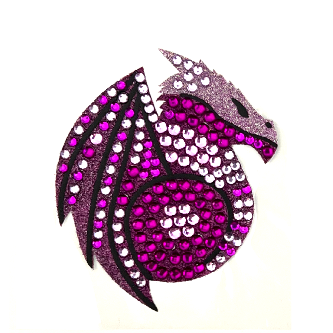 DROGON Dragon Sequin Nipple Pasties, Covers (2pcs) Green or Purple for Burlesque Festivals Halloween and Lingerie