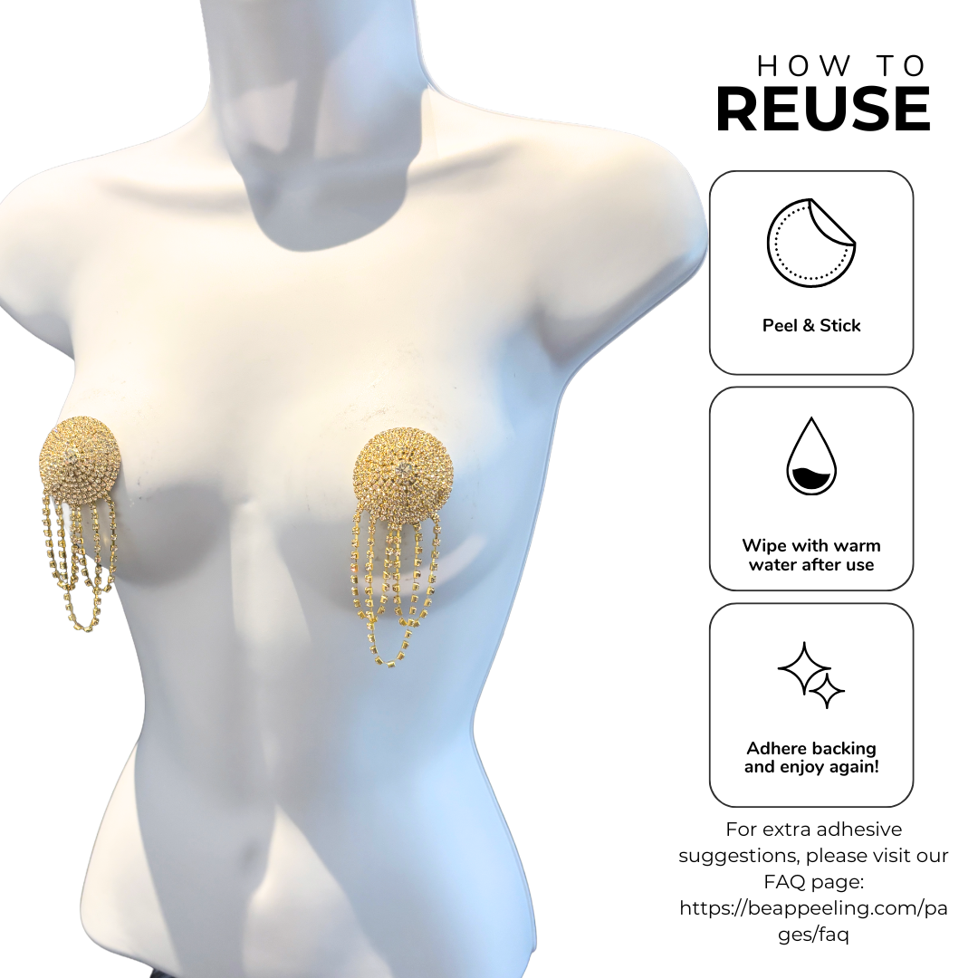 PRIMA DONNA Rhinestone Nipple Pasty, Pasties with Rhinestone Tassels (2pcs) SMALL