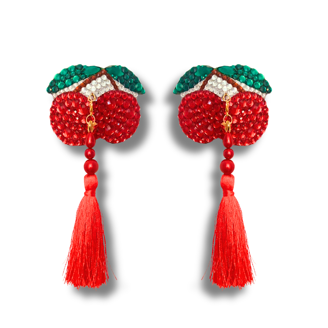 CHERRY BOMB Red Cherry Pasties with Removable Tassels (2pcs)