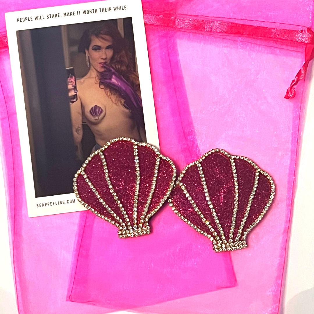 CALYPSO PINK Glitter and Rhinestone Nipple Pasty, Covers (2pcs) for Burlesque Lingerie Raves and Festivals