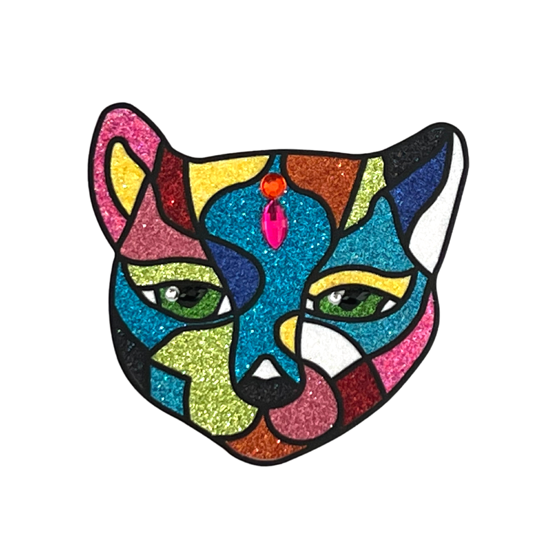FANCY FEAST Cat Glitter &amp; Gem Pasty para pezones, cubierta para pezones (2 piezas) para festivales de lencería Carnaval Burlesque Rave Pride