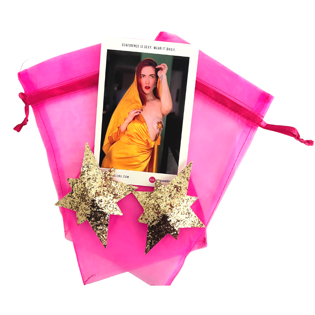 STARLET JONES Gold Glitter Star Nipple Pasties, Covers (2pcs) for Burlesque, Lingerie, Raves, Festivals and Carnival