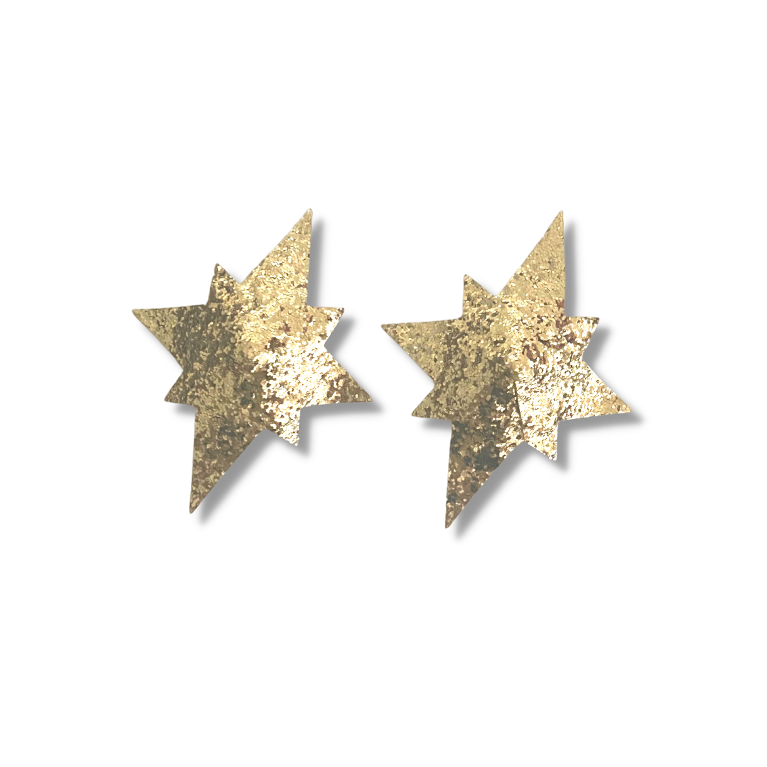STARLET JONES Gold Glitter Star Nipple Pasties, Covers (2pcs) pour Burlesque, Lingerie, Raves, Festivals et Carnaval