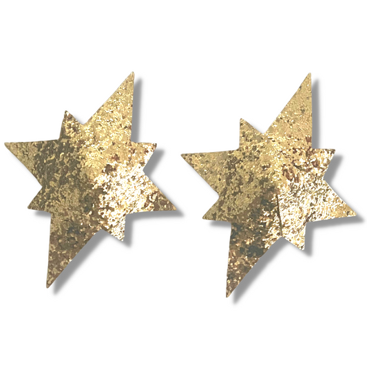 STARLET JONES Gold Glitter Star Pezón Pasties, Fundas (2uds) para Burlesque, Lencería, Raves, Festivales y Carnaval