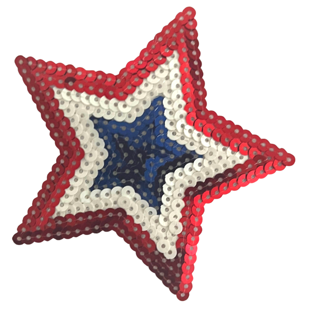 MISS INDEPENDENT Red White & Blue Sequin Star Nipple Pasty, Covers (2 pcs) for Burlesque, Pride, Lingerie, Raves, Festivals