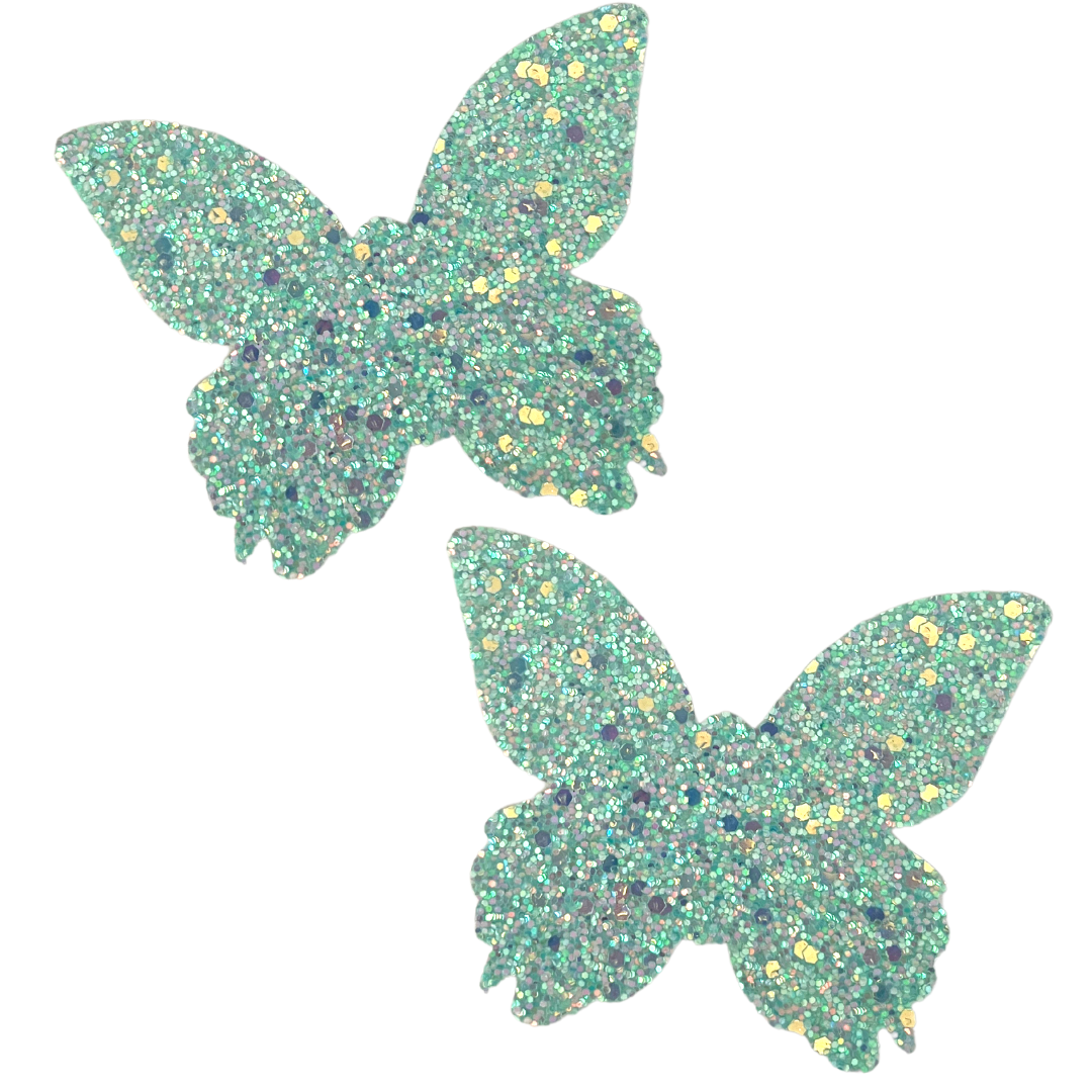 Teal Tease Bundle - Glitter Butterflies and Hearts Nipple Pasties, Covers (2pairs/4pcs)for Festivals Rave Burlesque Lingerie Pride – SALE