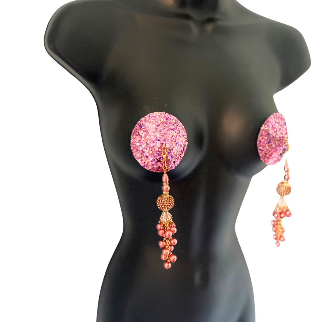 GLITTER GODDESS (5 Colour options!)  Nipple Pasties Covers (2pcs) with Removable Tassels