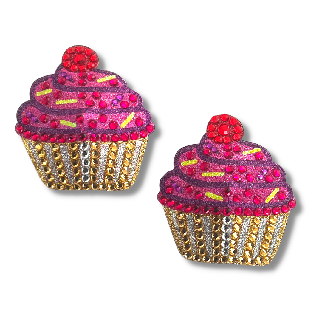 Sweet & Sassy 2 Pairs Cupcake and Hearts Nipple Pastie Bunde (4 pcs) f