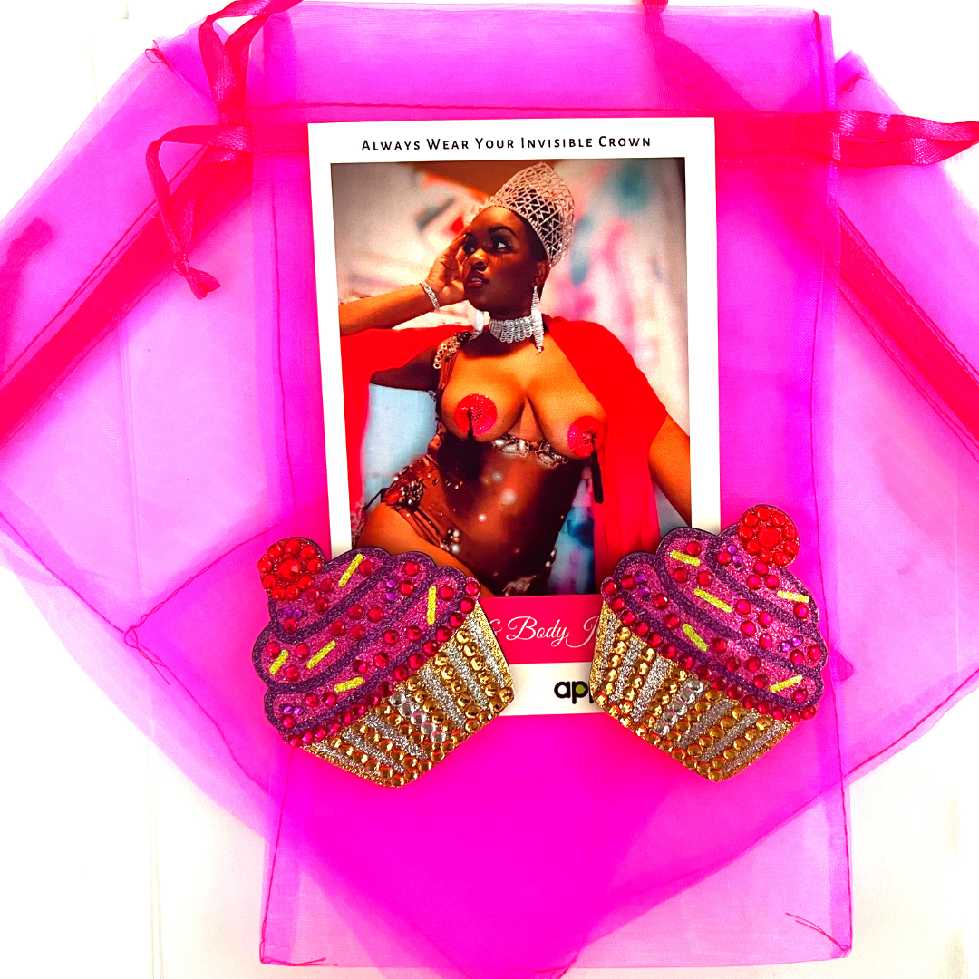 DIDI DELICIOUS Pasties coloridos con purpurina y gemas para magdalenas, cubiertas para pezones (2 unidades) para lencería de carnaval Burlesque Rave Festival Pride