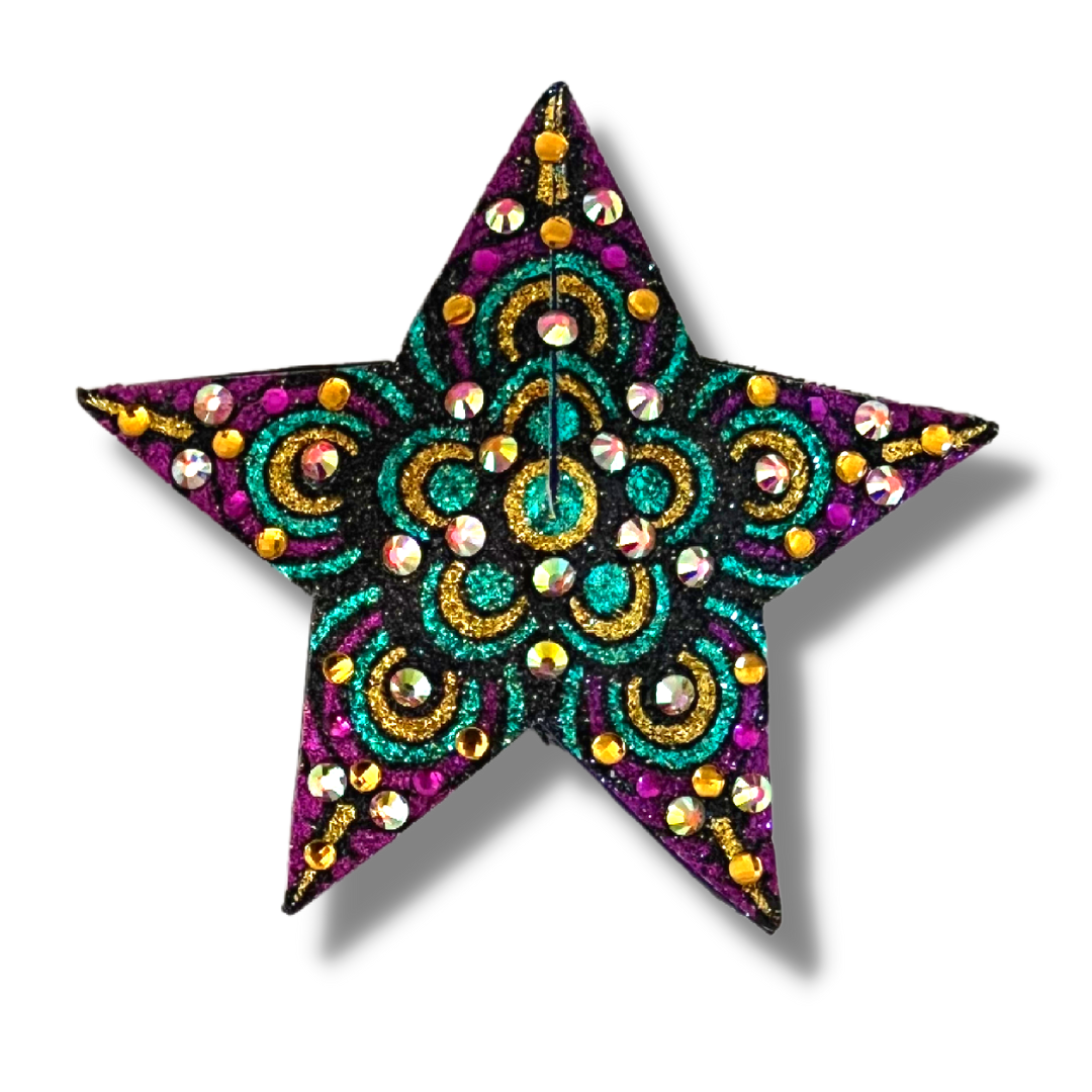 STARRY NIGHT Colourful Mosaic Glitter and Gem STAR Pasties, Nipple Covers (2pcs) for Burlesque Rave Festival Pride Carnival Lingerie