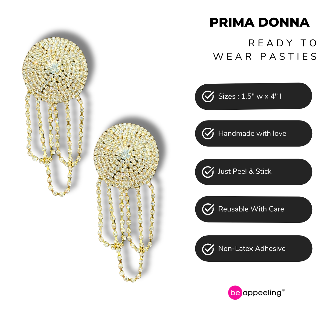 PRIMA DONNA Rhinestone Nipple Pasty, Pasties with Rhinestone Tassels (2pcs) SMALL