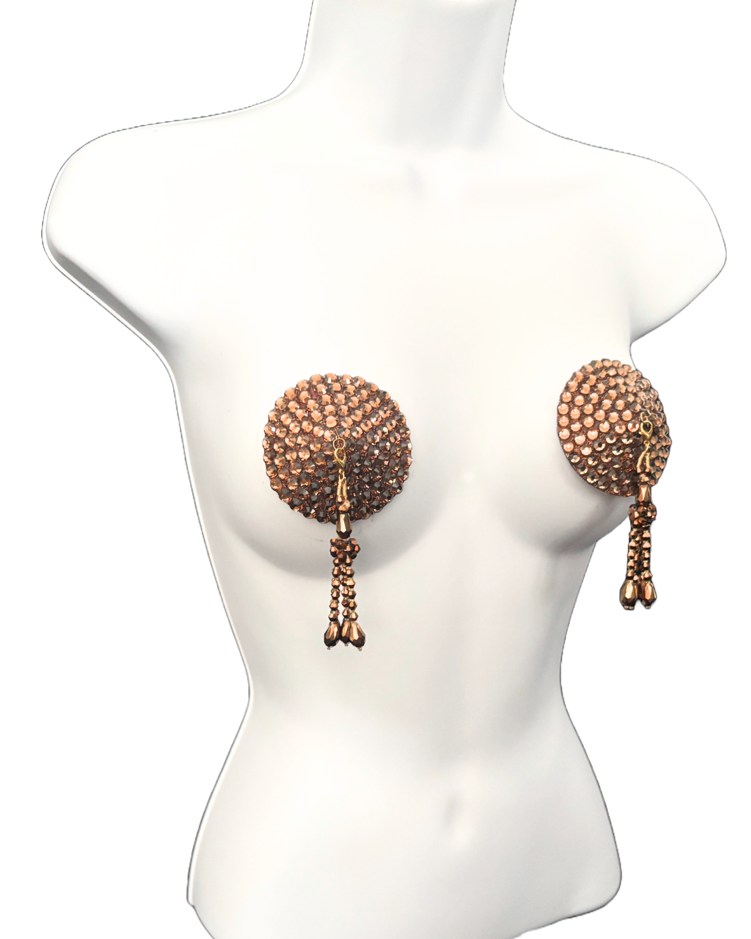DITA VON TEESE Liberteese Smoked Topaz Shimmering Crystal Pasties with Removable Tassels (2pcs)