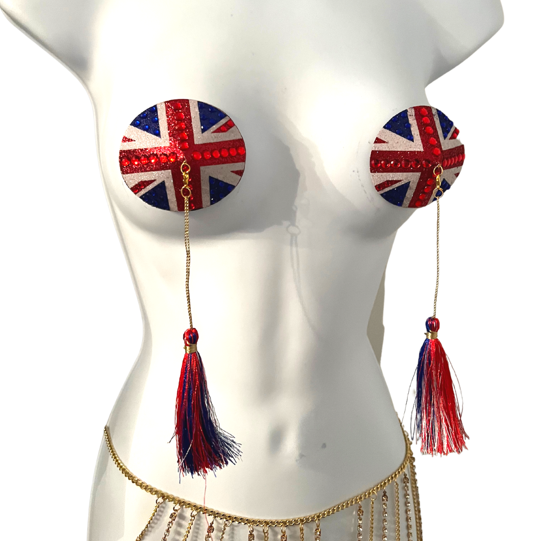 Brit Box Bundle (3 paires, 6 pcs) Nipple Pasty inspiré de Union Jack, couvertures pour lingerie, festivals de fierté burlesque et plus encore – VENTE