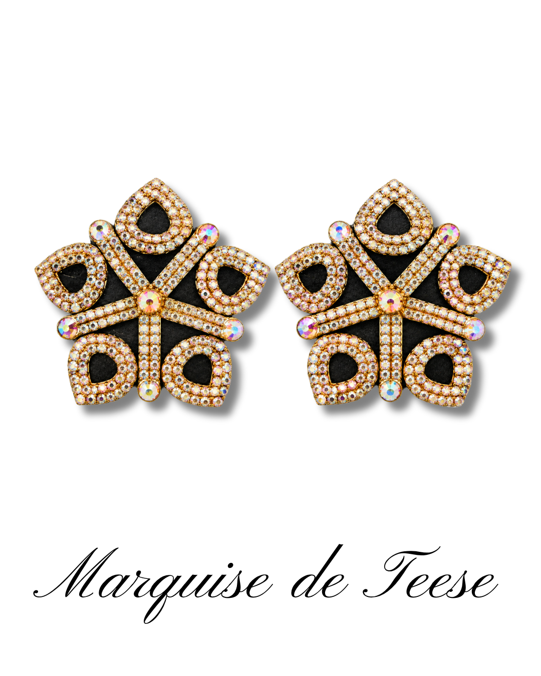 DITA VON TEESE MARQUISE DE TEESE Gold or Black Silk Star Pasties with Rhinestones (2pcs) Appeeling Black