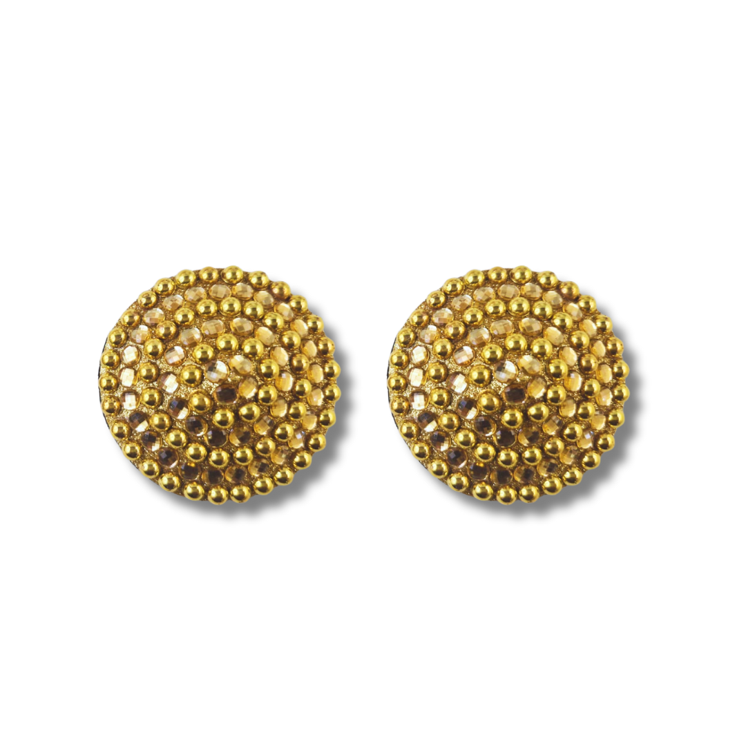 PLATINUM AFFAIR Metallic Beads and Crystals Nipple Pasties, Pasty (2pcs) Silver or Gold