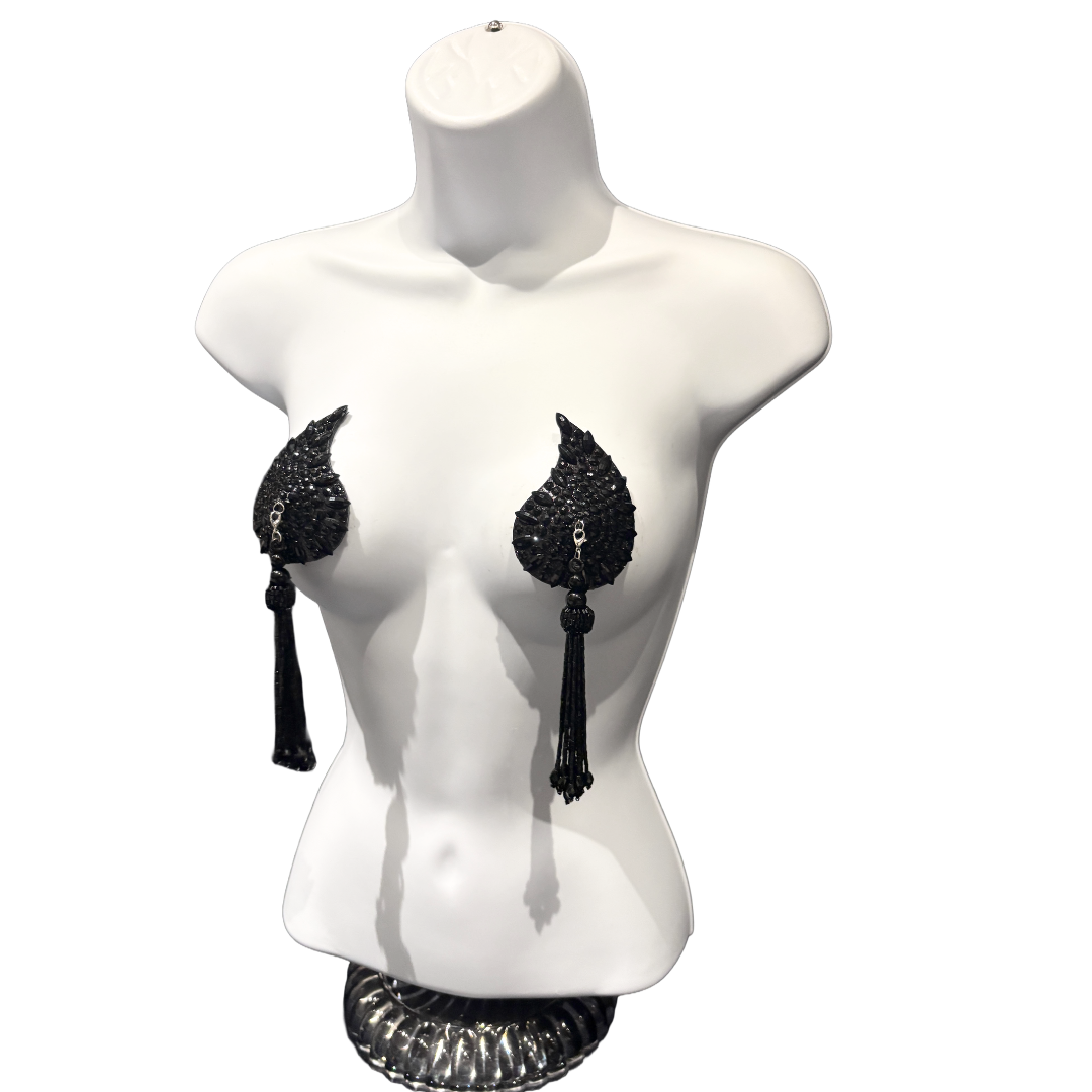 DÉSIRÉE Paisley Silver Gem Nipple Pasties, Pasty (2pcs) - With Removable Tassels
