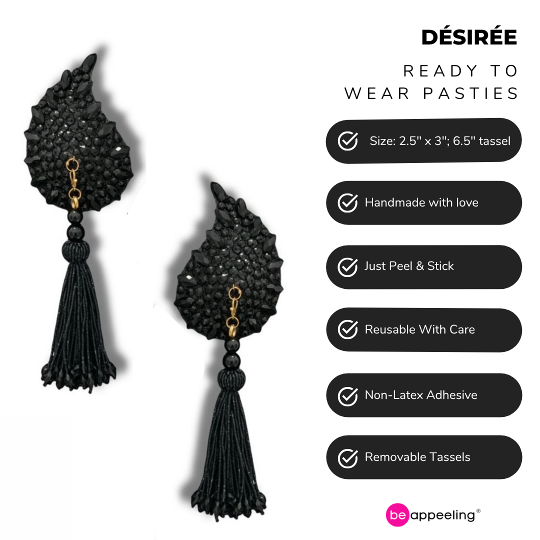 DÉSIRÉE Paisley Silver Gem Nipple Pasties, Pasty (2pcs) - With Removable Tassels