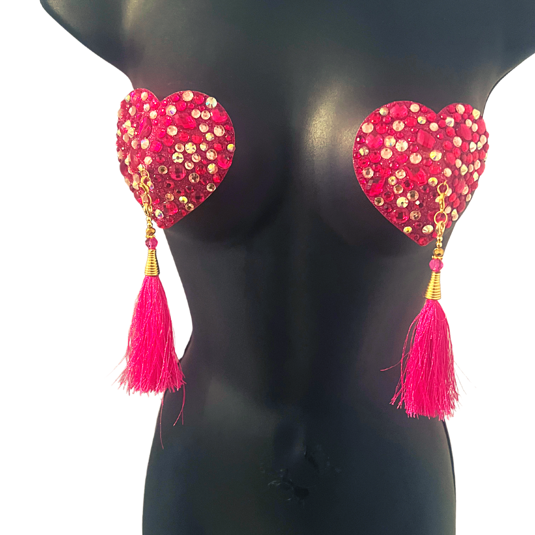 ROXY HEART Red Pink Heart Nipple Pasties Pasty 2pcs with