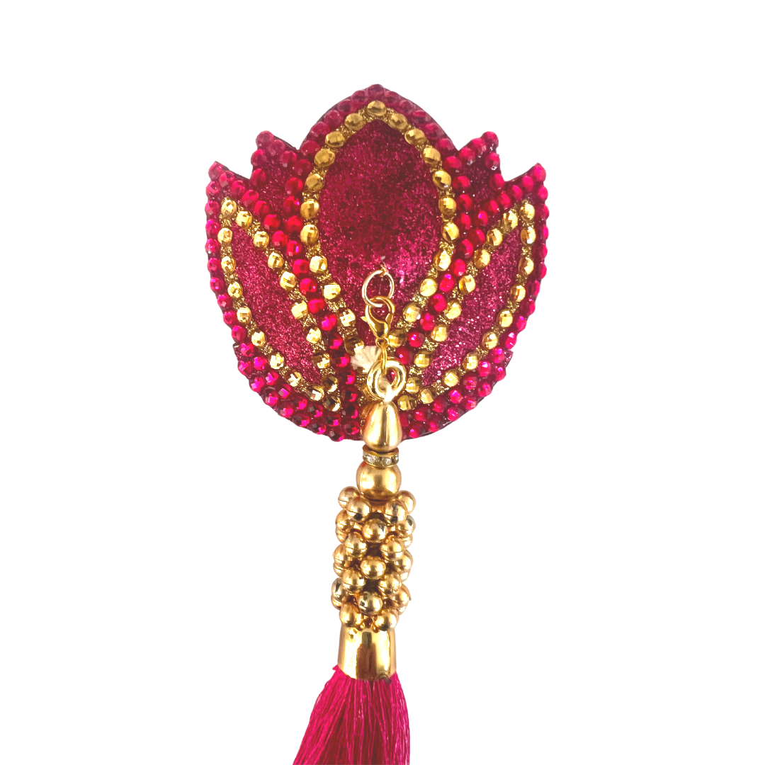 LOTUS DREAMS Hot Pink Gold Lotus Design Glitter &amp; Gem, cache-tétons (2 pièces) cache-tétons avec pompons amovibles pour lingerie carnaval burlesque rave