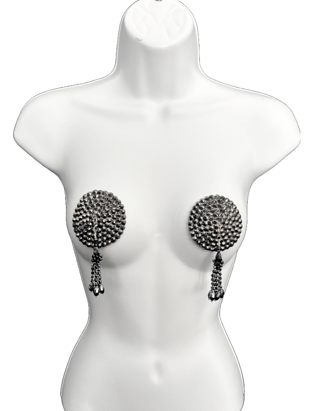 DITA VON TEESE Liberteese Hematite Shimmering Crystal Pasties with Removable Tassels (2pcs)