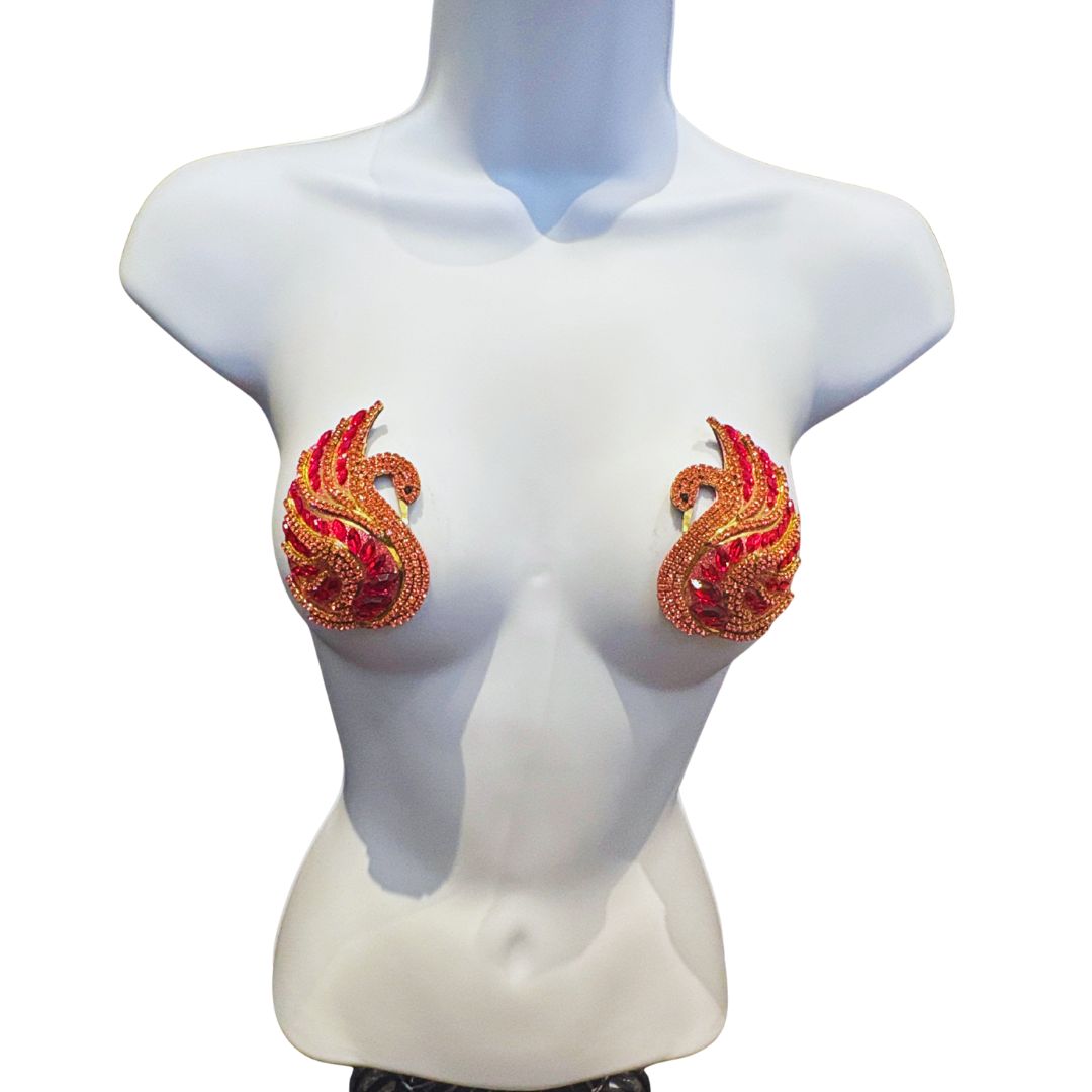 ODETTE - Pink and Gold Swan Nipple Pasties, Pasty (2pcs)