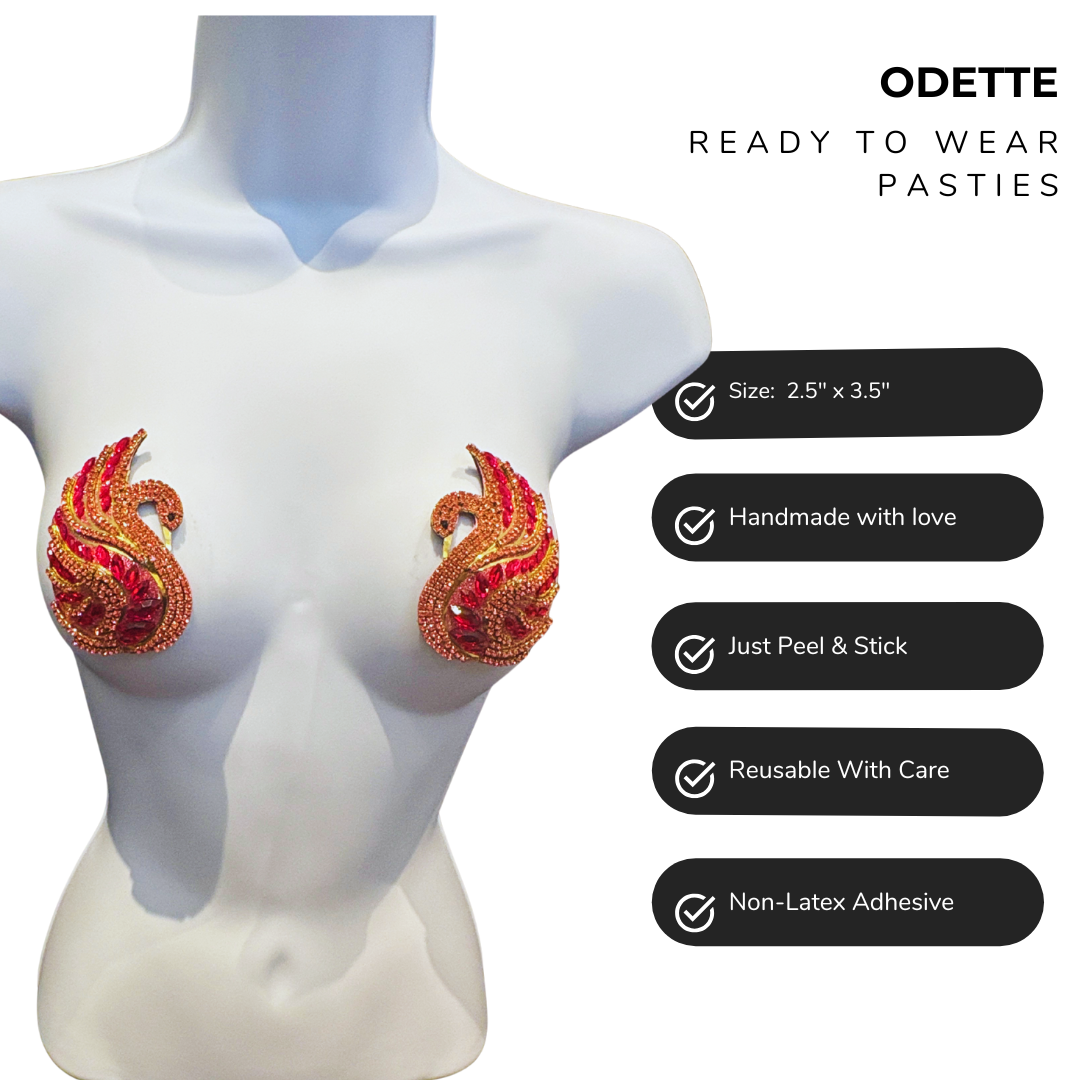ODETTE - Pink and Gold Swan Nipple Pasties, Pasty (2pcs)