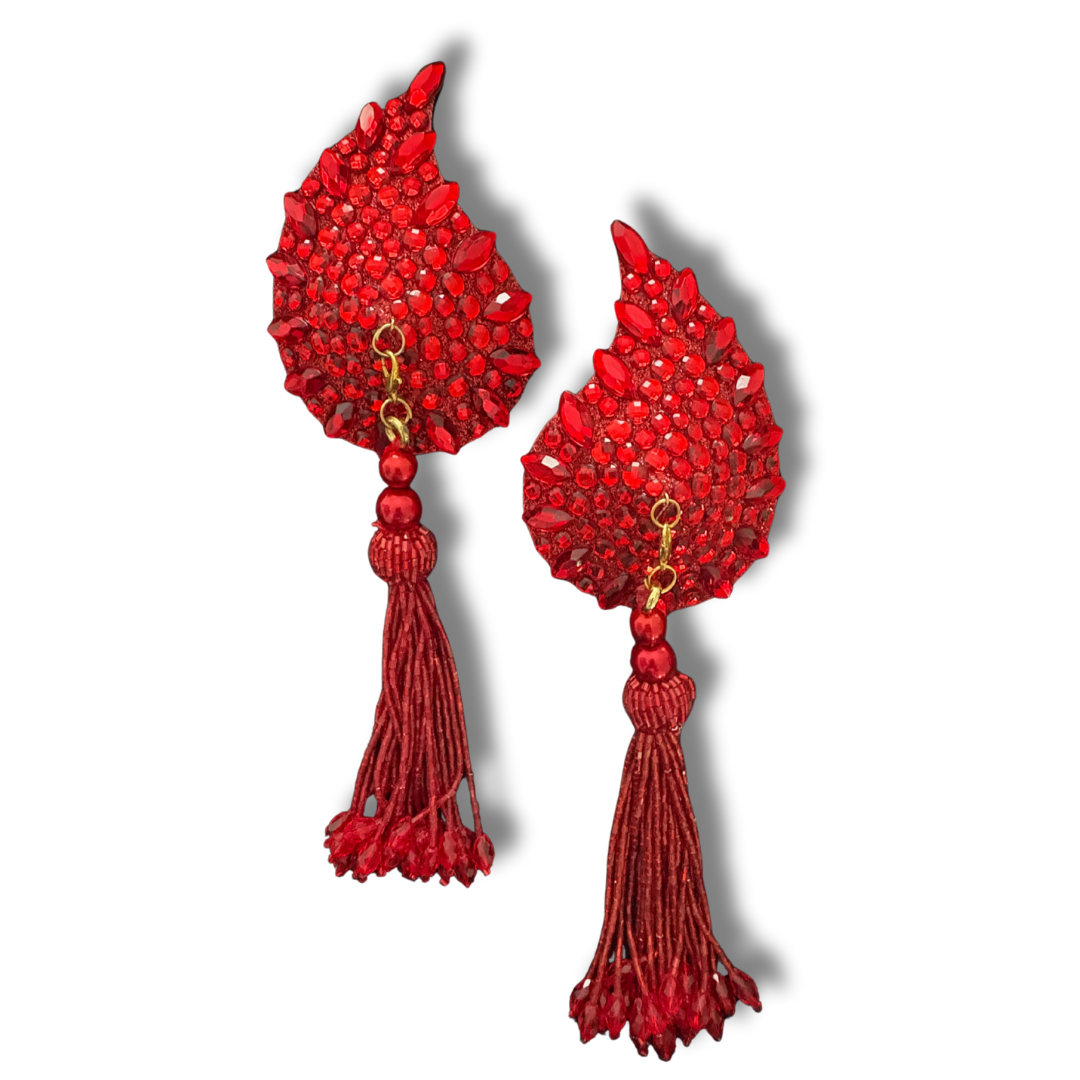 DÉSIRÉE Paisley Red Gem Nipple Pasties, Pasty (2pcs) - With Removable Tassels