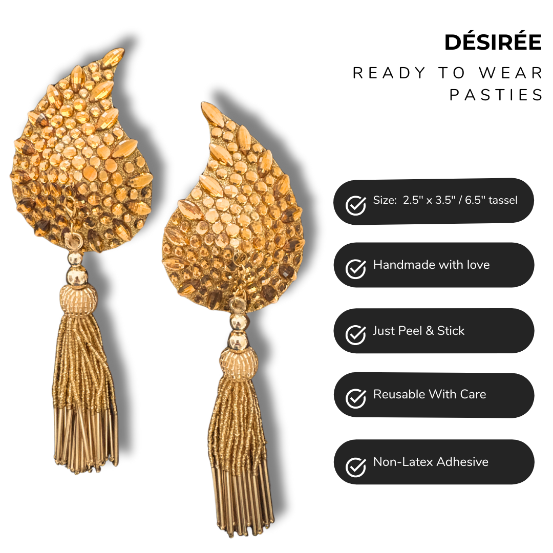 DÉSIRÉE Paisley Gold Gem Nipple Pasties, Pasty (2pcs) - With Removable Tassels (Copy)