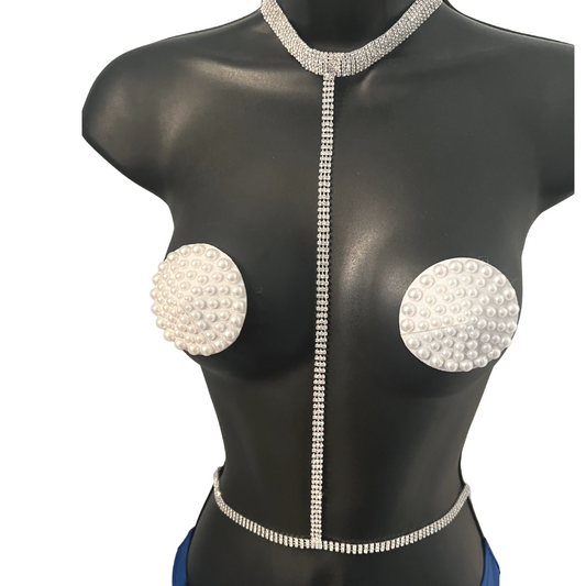 MERINGUE - Pasty de pezón perla, fundas (2 piezas) para raves y festivales de lencería burlesca