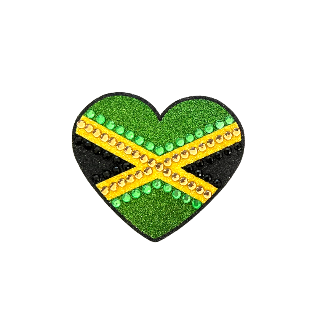 JAMAICA LOVE - Jamaica Glitter &amp; Gem Heart Nipple Pasties (2pcs), Couvertures pour Burlesque, Rave Carnival et Festivals