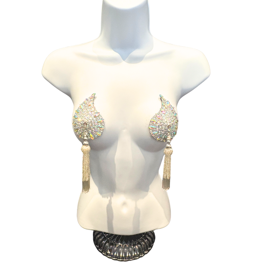 DÉSIRÉE Paisley Silver Gem Nipple Pasties, Pasty (2pcs) - With Removable Tassels (Copy) (Copy)